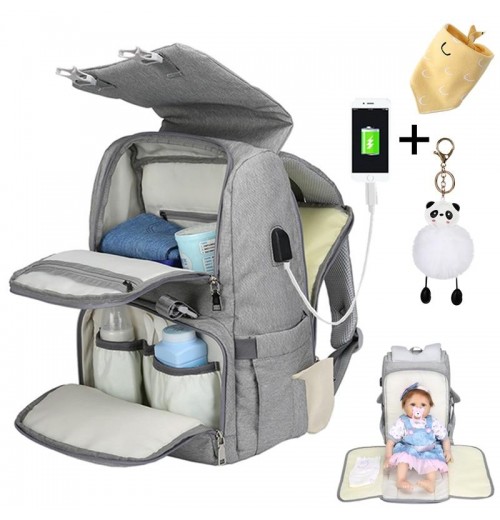 Diaper Bag Backpack With Attached Changing Pad