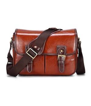 Leather Camera Messenger Bag