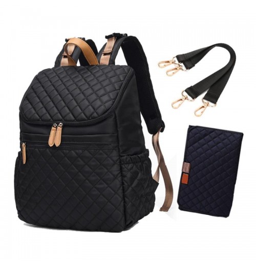 Black Unisex Backpack Diaper Bag